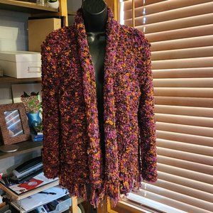 .Nubby Textured, Fringe Bottom Sweater Jacket from Ruby Rd.